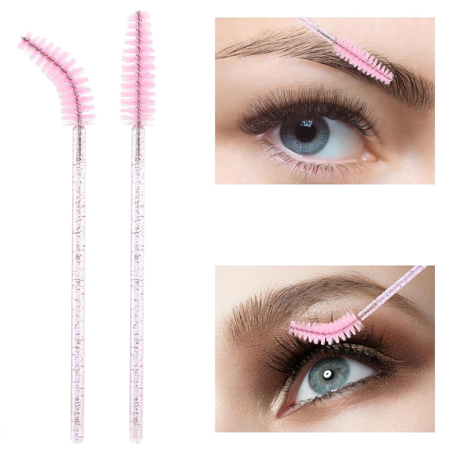 Lorvessa 100pc Lash & Brow Spoolie Set, Disposable Mascara Wands with Travel Storage Case