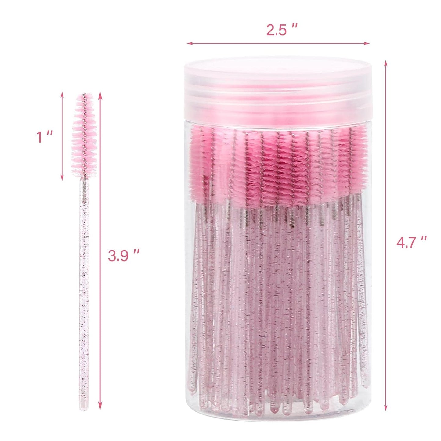 Lorvessa 100pc Lash & Brow Spoolie Set, Disposable Mascara Wands with Travel Storage Case